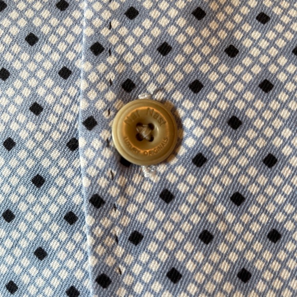 NAT NAST Size Large 100% Silk Camp Shirt MCM vibes  White / Blue Print SOPRANOS - Picture 8 of 15